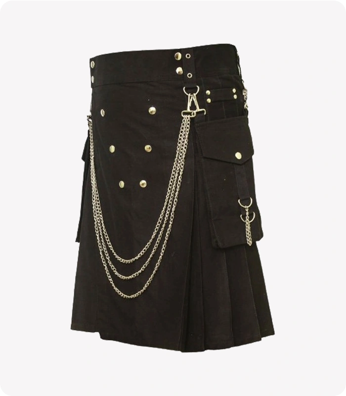 Famous Cargo Utility Kilt With Golden Chains