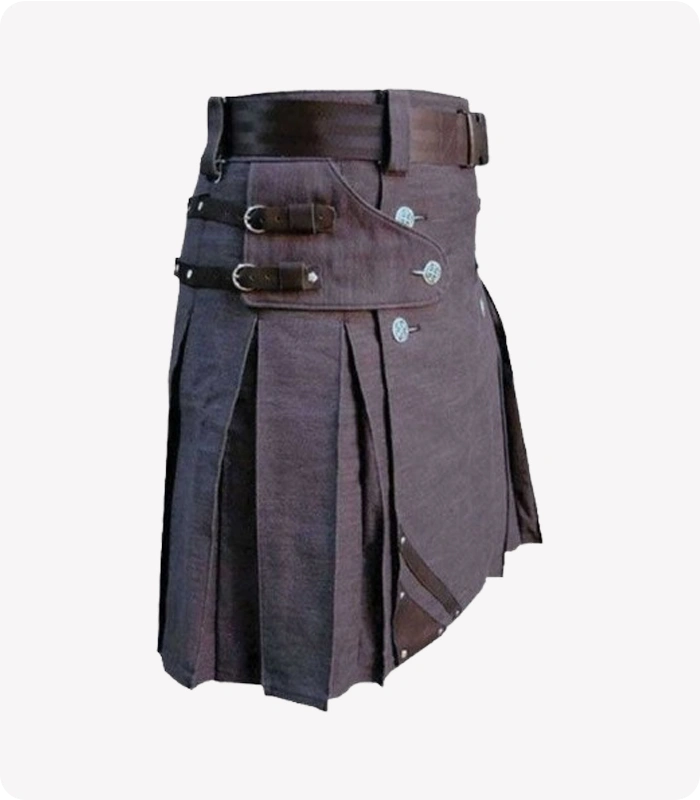 Heavy Duty Denim And Leather Kilt