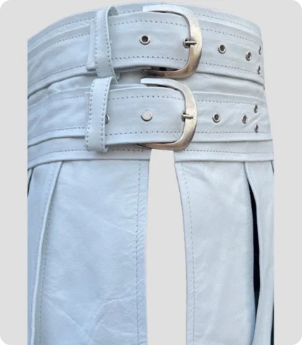 Stylish White Warrior Leather Kilt