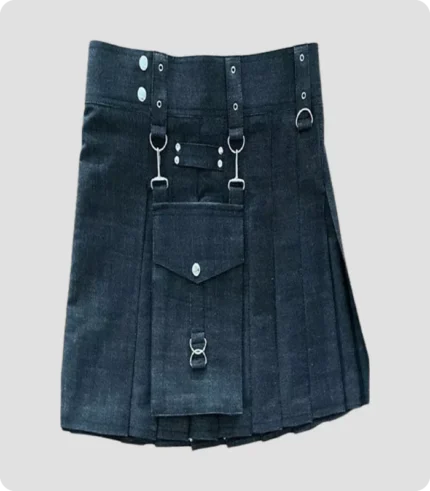 Beautiful Black Denim kilt Side