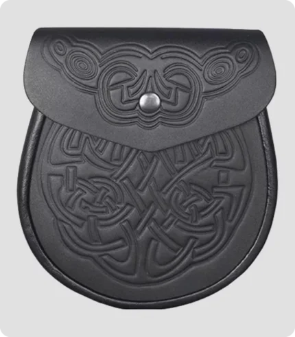 Black Celtic Embossed Leather Sporran