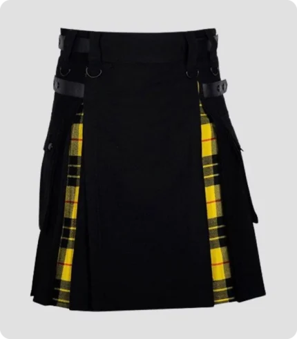 Black Cotton Macleod of lewis Tartan Hybrid Kilt