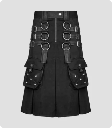 Black Deluxe Gothic Utility Kilt