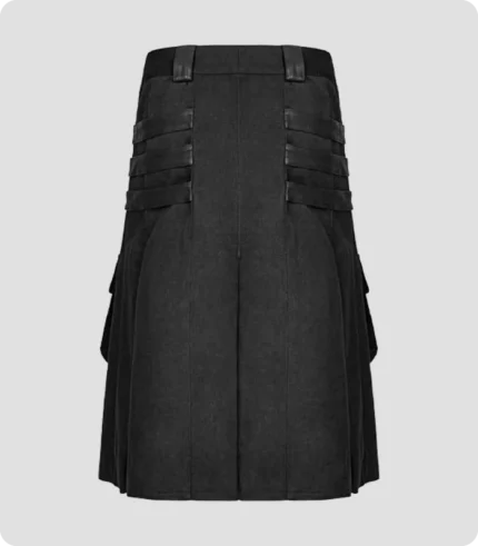 Black Deluxe Gothic Utility Kilt Back