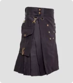 Black Deluxe Utility Kilt Left Side