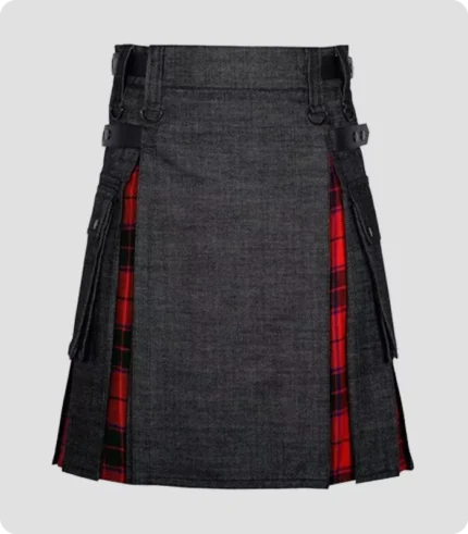 Black Denim Wallace Scottish Hybrid Kilt