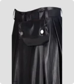 Simple Designe Black Leather Kilt Side