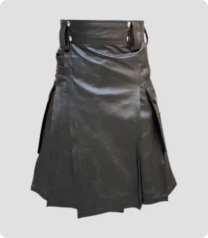 Black Leather Fashion Kilt