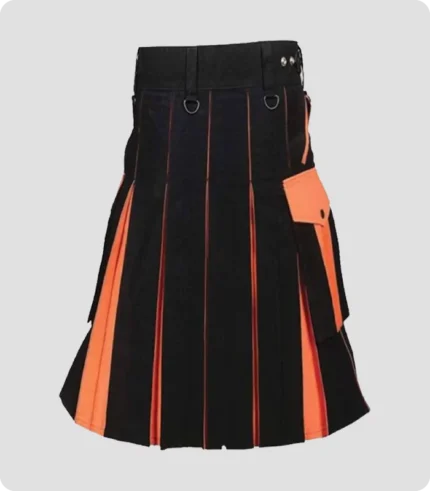 Black & Orange Stylish Utility Kilt Back