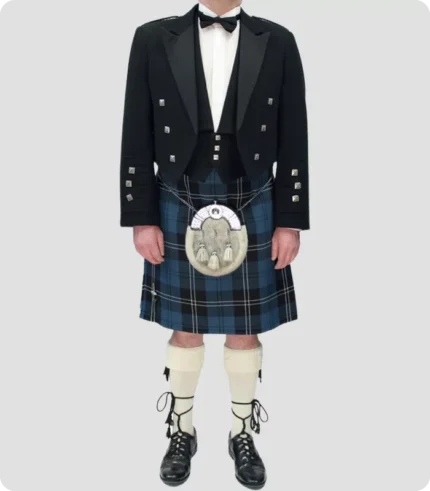 Black Traditional Prince Charlie Adult Hire Kilt Outfit