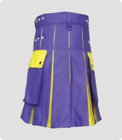 Blue and Yellow Two Tone Hybrid Kilt Back