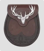 Brown Stag Head Designe Leather Sporran