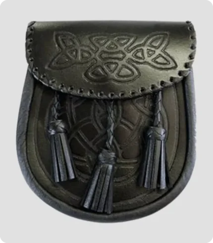 Buy Black Celtic Embossed Leather Sporran