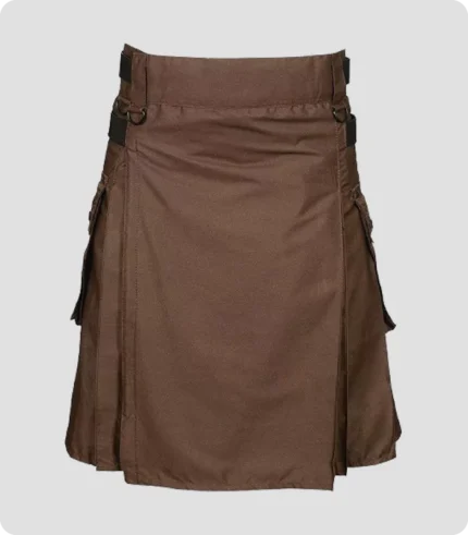 Chocolate Brown Leather Strap Utility Kilt