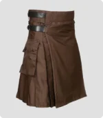 Chocolate Brown Leather Strap Utility Kilt Side