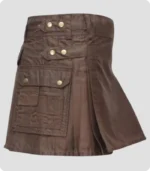 Chocolate Brown Women Utility Kilt Left Side