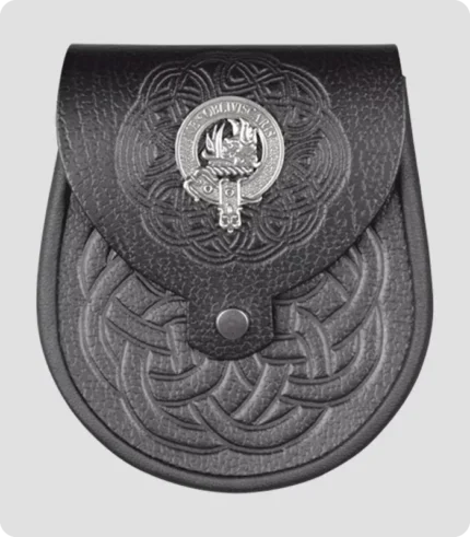 Clan Crest Celtic Leather Sporran