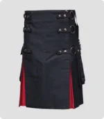 Black Hybrid Kilt With Chain Front