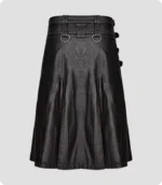 Custom Made Black Leather Gothic Kilt Back