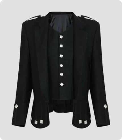 Custom Made Black Military Drummer Doublet Jacket With Vest