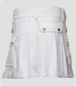 Custom Made Women White Utility Kilt Back