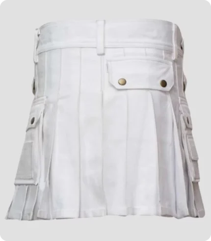 Custom Made Women White Utility Kilt Back