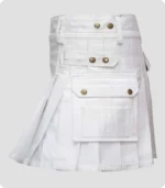 Custom Made Women White Utility Kilt Side