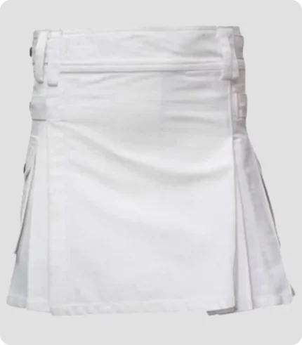 Custom Made Women White Utility Kilt