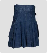 Dark Blue Stylish Denim Kilt Back