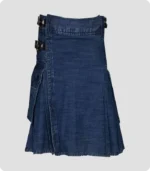 Dark Blue Stylish Denim Kilt