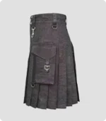 Denim Kilt With Straps Side