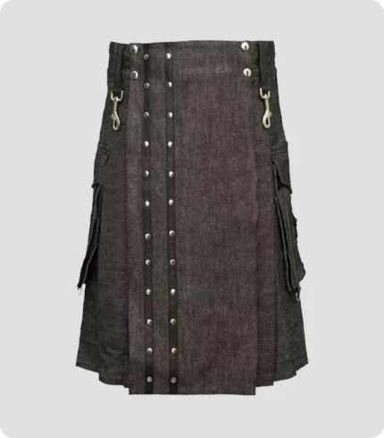 Denim Kilt With Straps