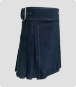 Denim kilt with side buckles Side