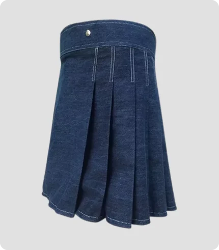 Denim kilt with side buckles Back