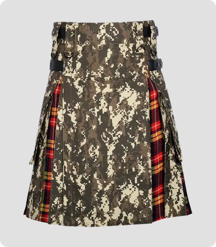 Digital Camo Buchanan Tartan Scottish Hybrid Kilt