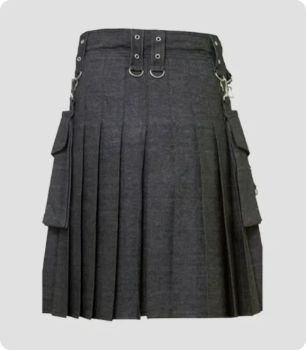 Elegant Relaxed Stylish Denim Kilt Back