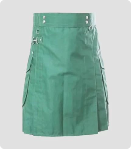 Green Utility Kilt With Cargo Pockets