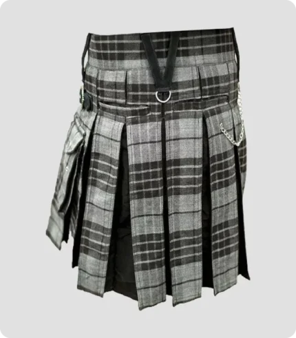 Grey Box Pleated Hybrid Kilt Back