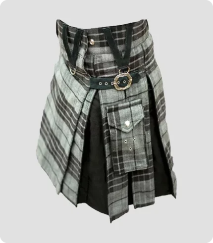 Grey Box Pleated Hybrid Kilt