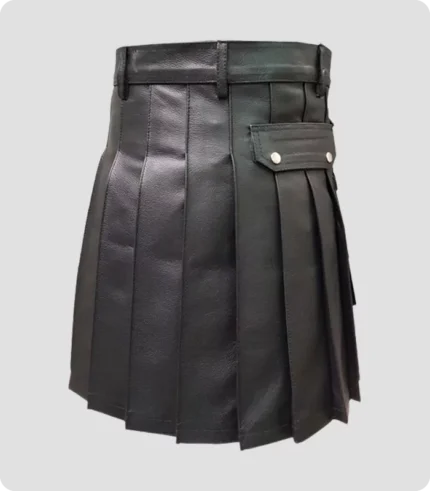 Hand Made Genuine Black Leather Kilt Back