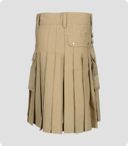 Hand Made Khaki Utility Kilt Back