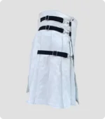 Hand Made White Leather Kilt Side