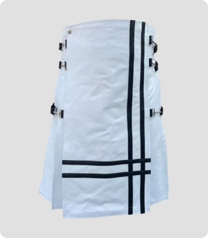 Hand Made White Leather Kilt