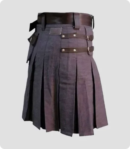 Heavy Duty Denim and Leather Kilt