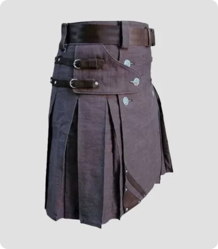 Heavy Duty Denim and Leather Kilt