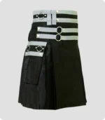 High Quality Black Cargo Utility Kilt Left Side