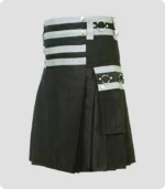 High Quality Black Cargo Utility Kilt Side