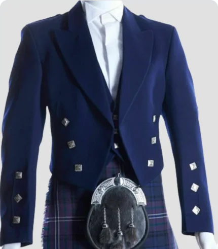 High Quality Scottish Blue Prince Charlie Jacket with Vest