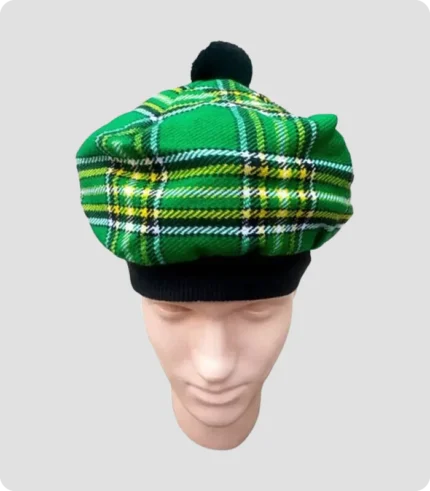 Irish Green Tartan Tam O Shanter Hat