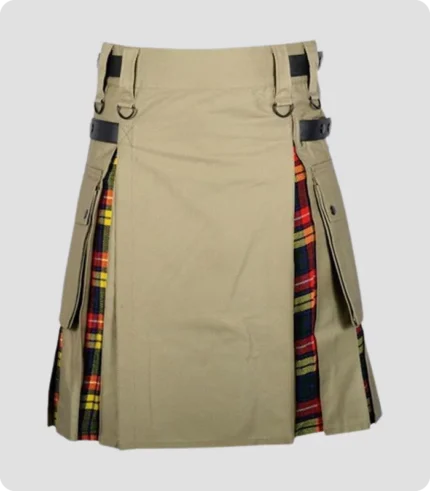 Khaki Cotton Buchanan Tartan Scottish Hybrid Kilt